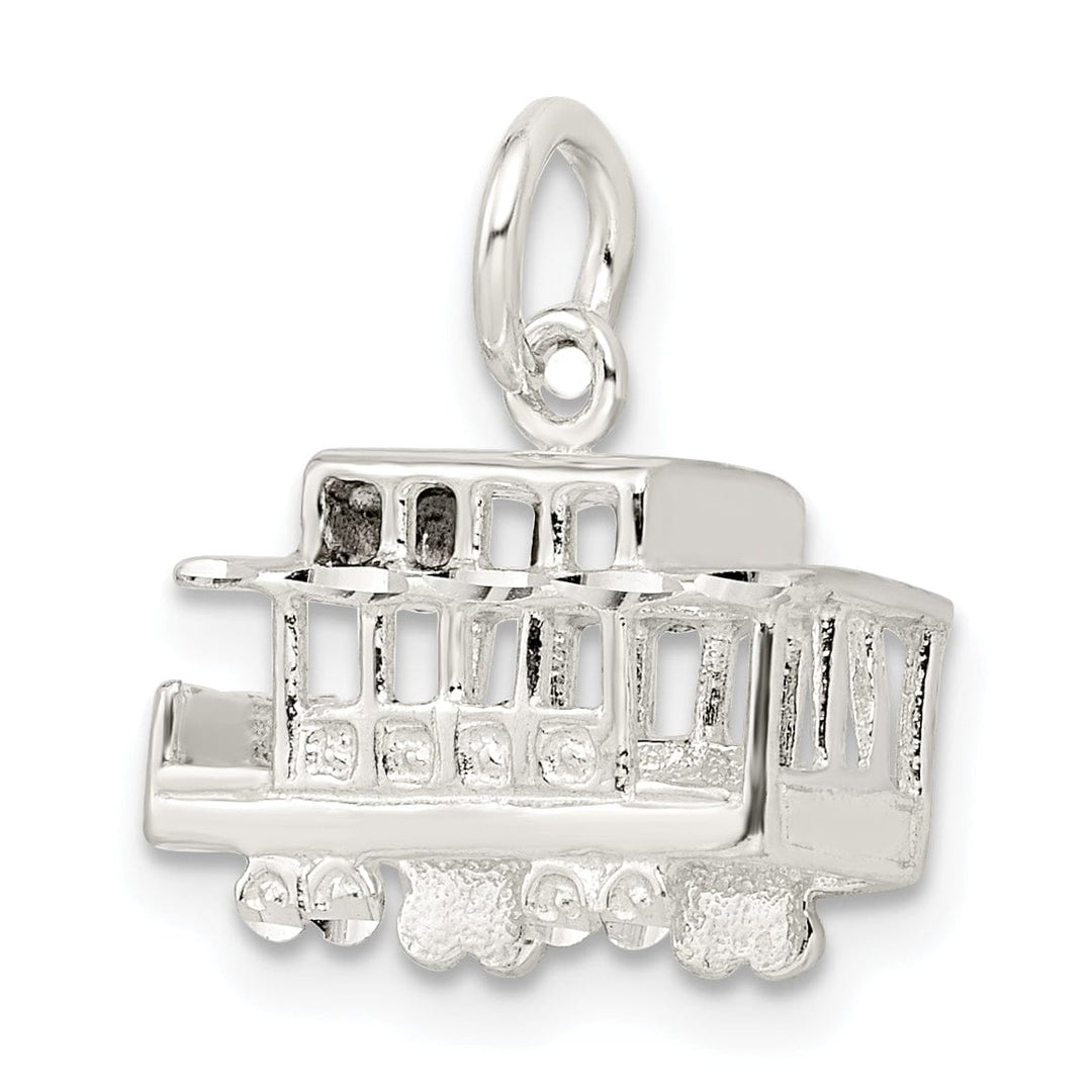 Solid Sterling Silver 3 D Caboose Charm Pendant