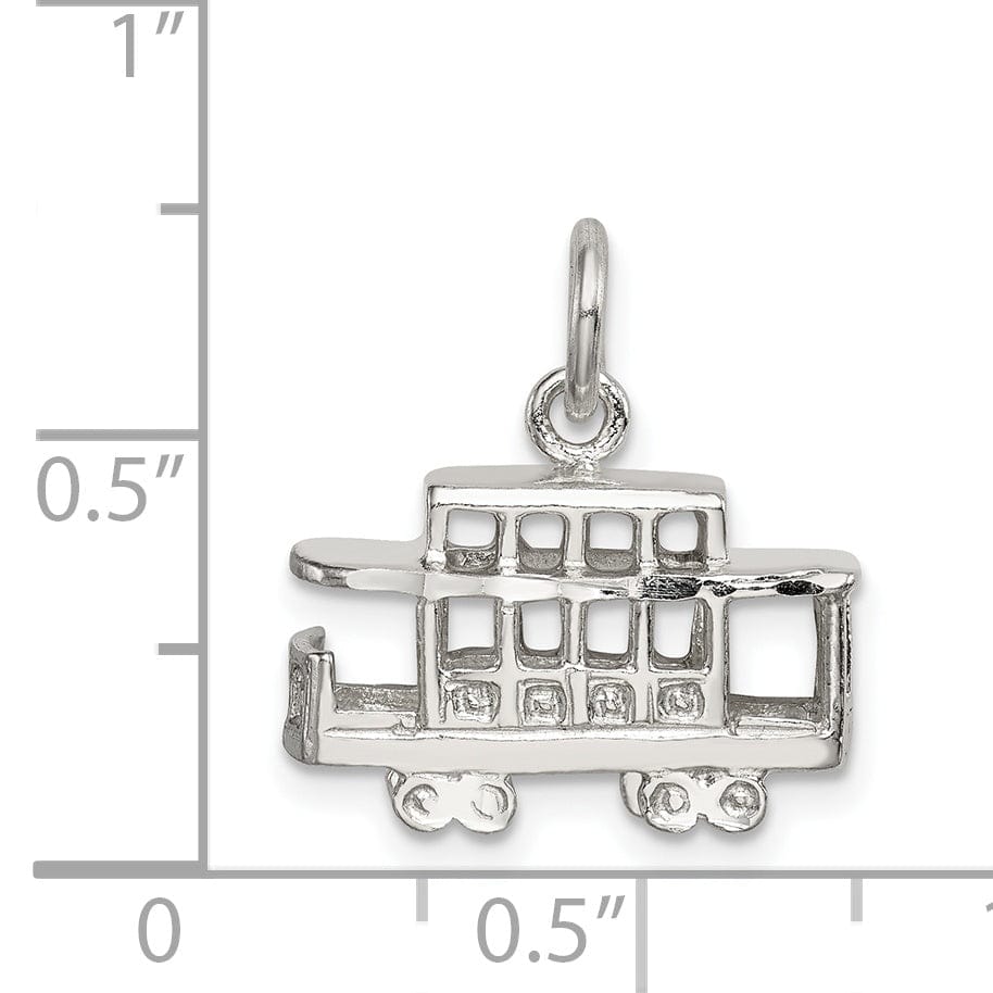 Solid Sterling Silver 3 D Caboose Charm Pendant