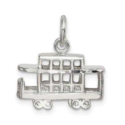 Solid Sterling Silver 3 D Caboose Charm Pendant