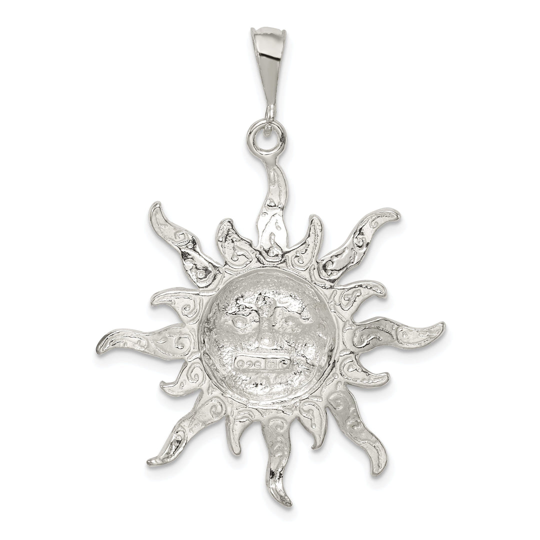 Silver Polished Finish Sun Charm Pendant