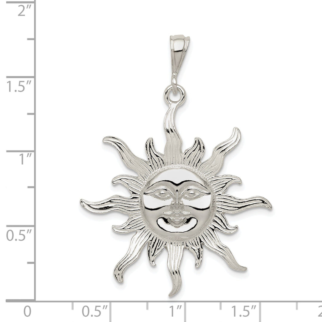 Silver Polished Finish Sun Charm Pendant