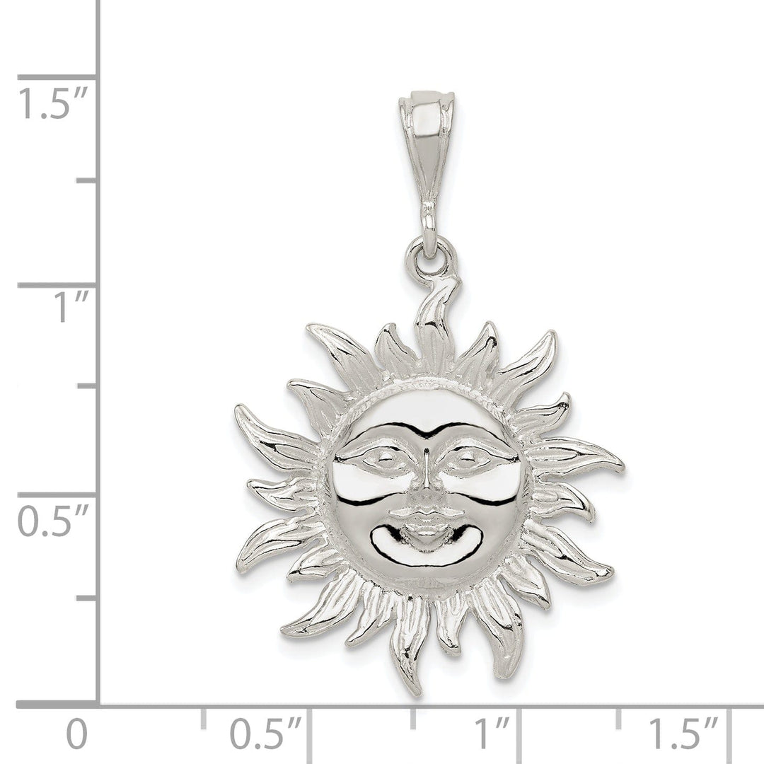 Silver Polished Finish Sun Charm Pendant