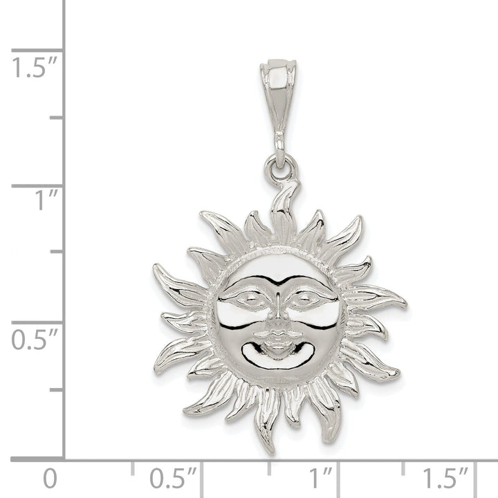 Silver Polished Finish Sun Charm Pendant