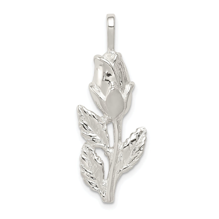 Solid Sterling Silver Polished Rose Bud Charm