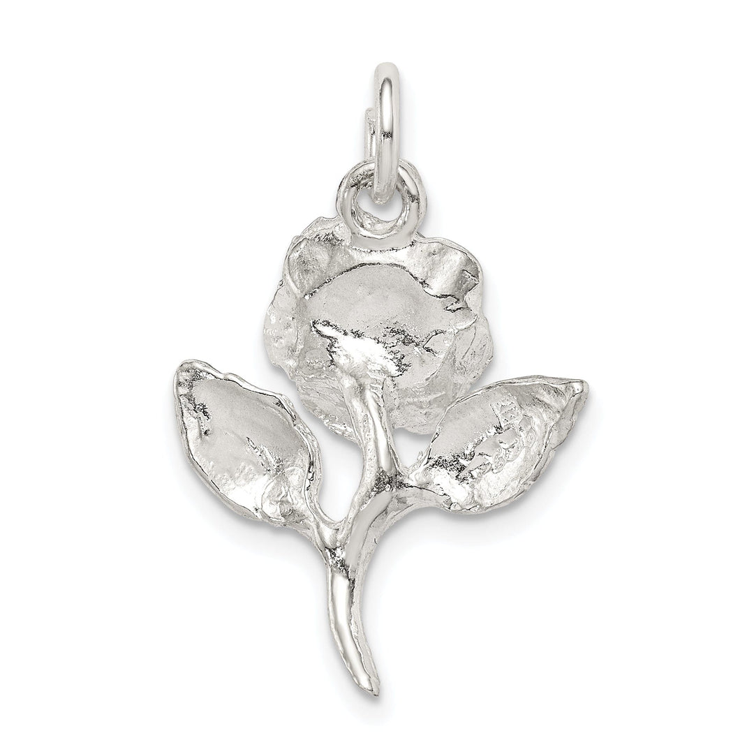 Solid Sterling Silver Rose Pendant Polish Charm