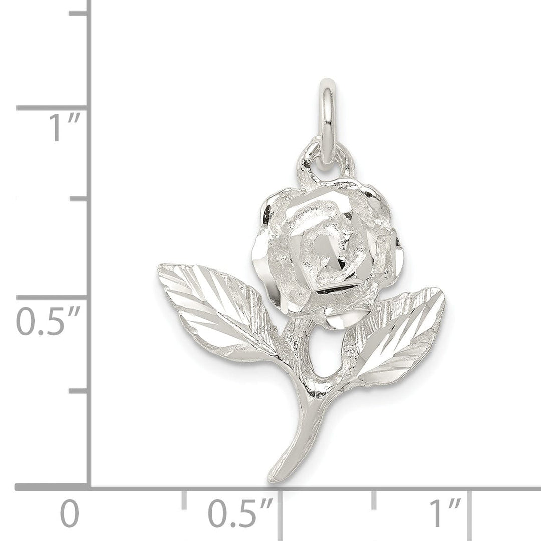 Solid Sterling Silver Rose Pendant Polish Charm