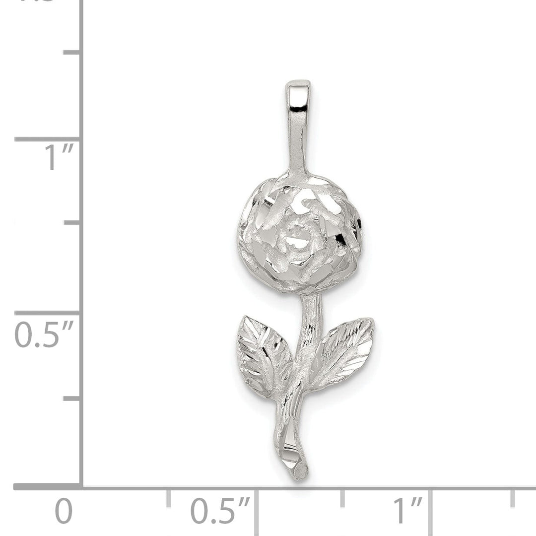 Solid Sterling Silver Polish Finish Rose Charm