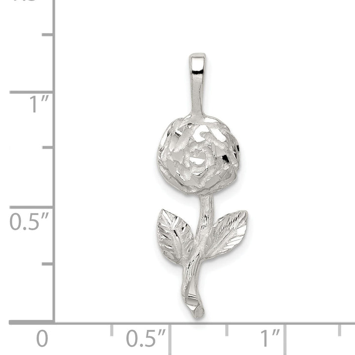 Solid Sterling Silver Polish Finish Rose Charm