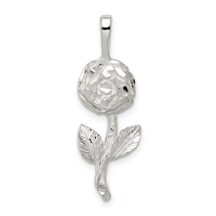 Solid Sterling Silver Polish Finish Rose Charm