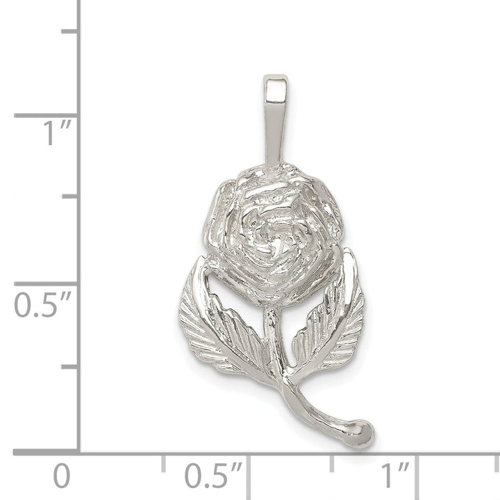 Solid Sterling Silver Polish Finish Rose Charm