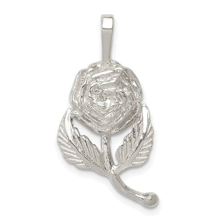 Solid Sterling Silver Polish Finish Rose Charm