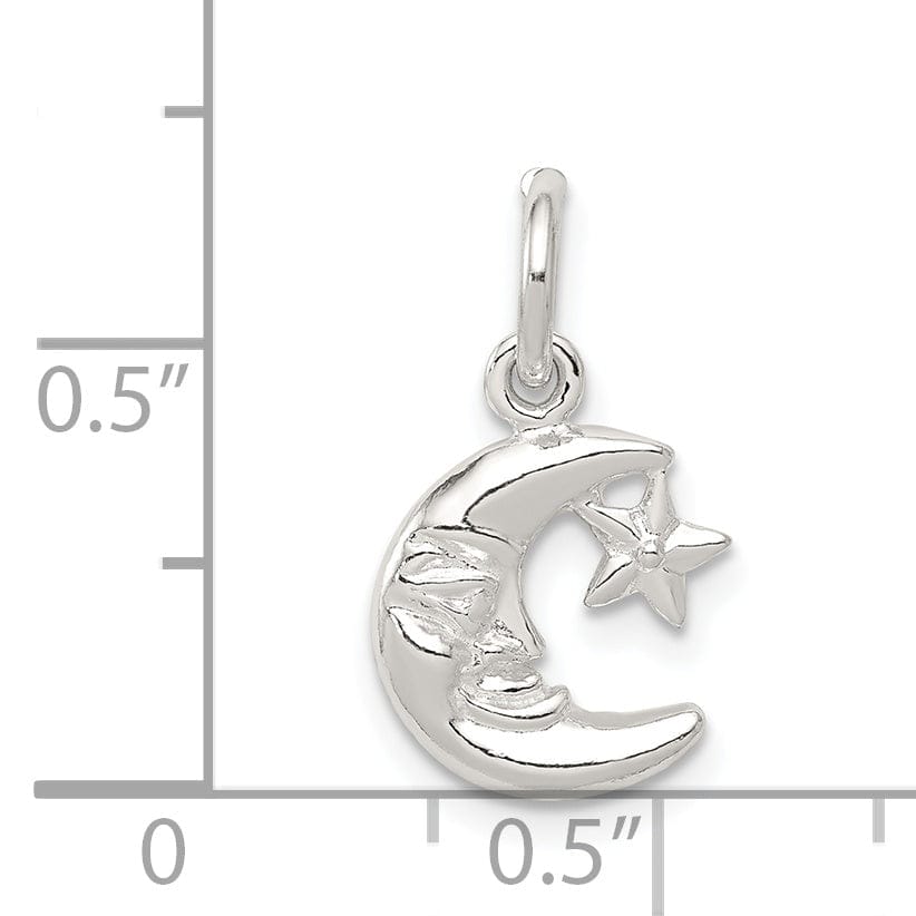 Sterling Silver Moon and Star Charm Pendant