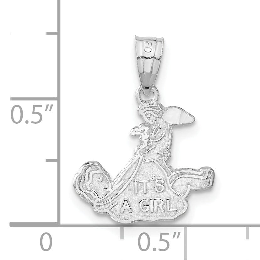 Sterling Silver Satin Finish It's A Girl Charm