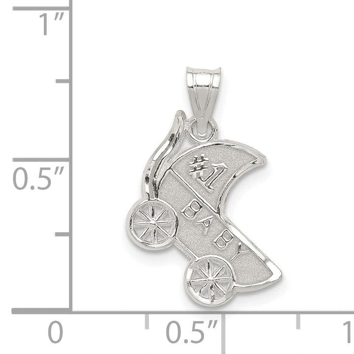 Solid Sterling Silver #1 Baby Carriage Charm