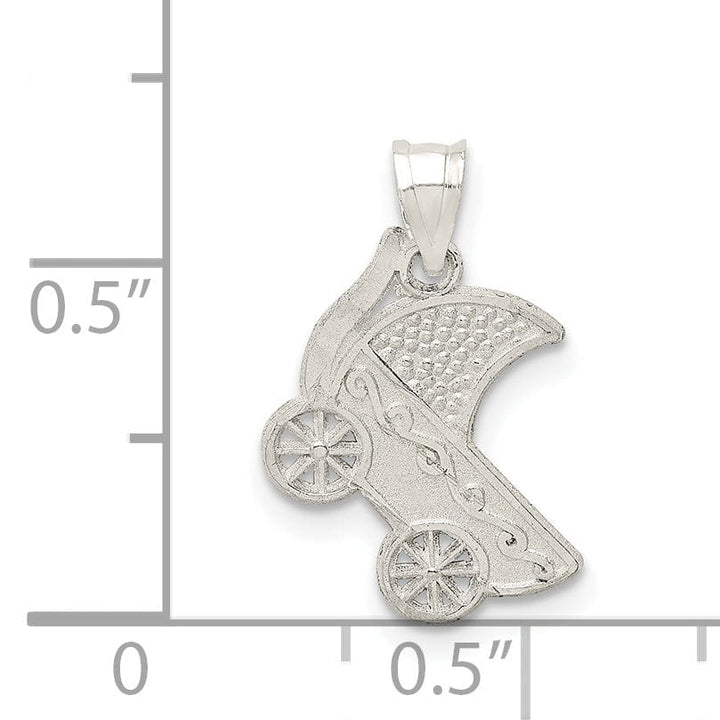 Solid Sterling Silver Baby Buggy Charm Pendant