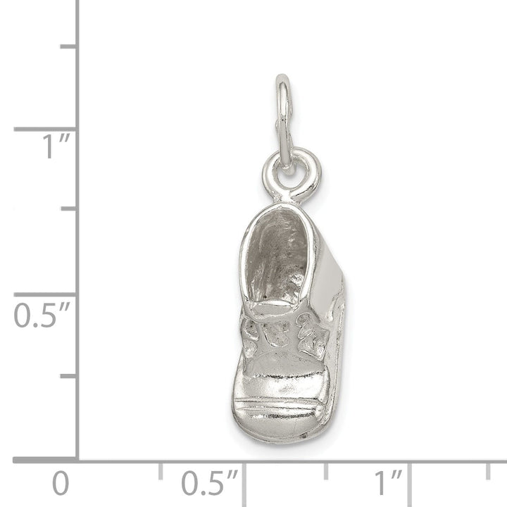 Sterling Silver Polished Finish 3-D Baby Shoe Char