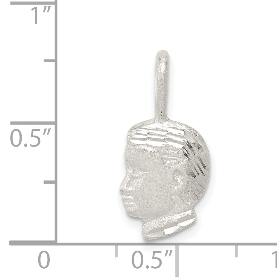 Sterling Silver Satin Boy Head Charm Pendant