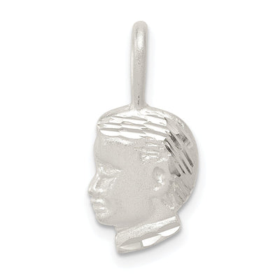 Sterling Silver Satin Boy Head Charm Pendant