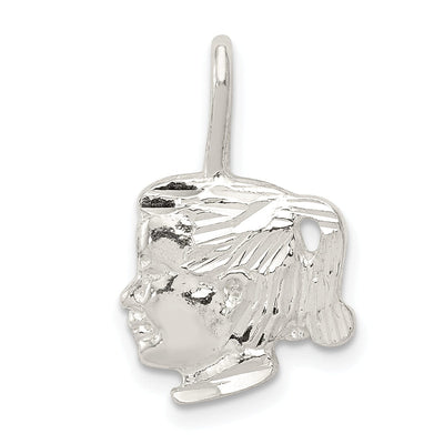 Sterling Silver Polished Satin Girl Head Charm