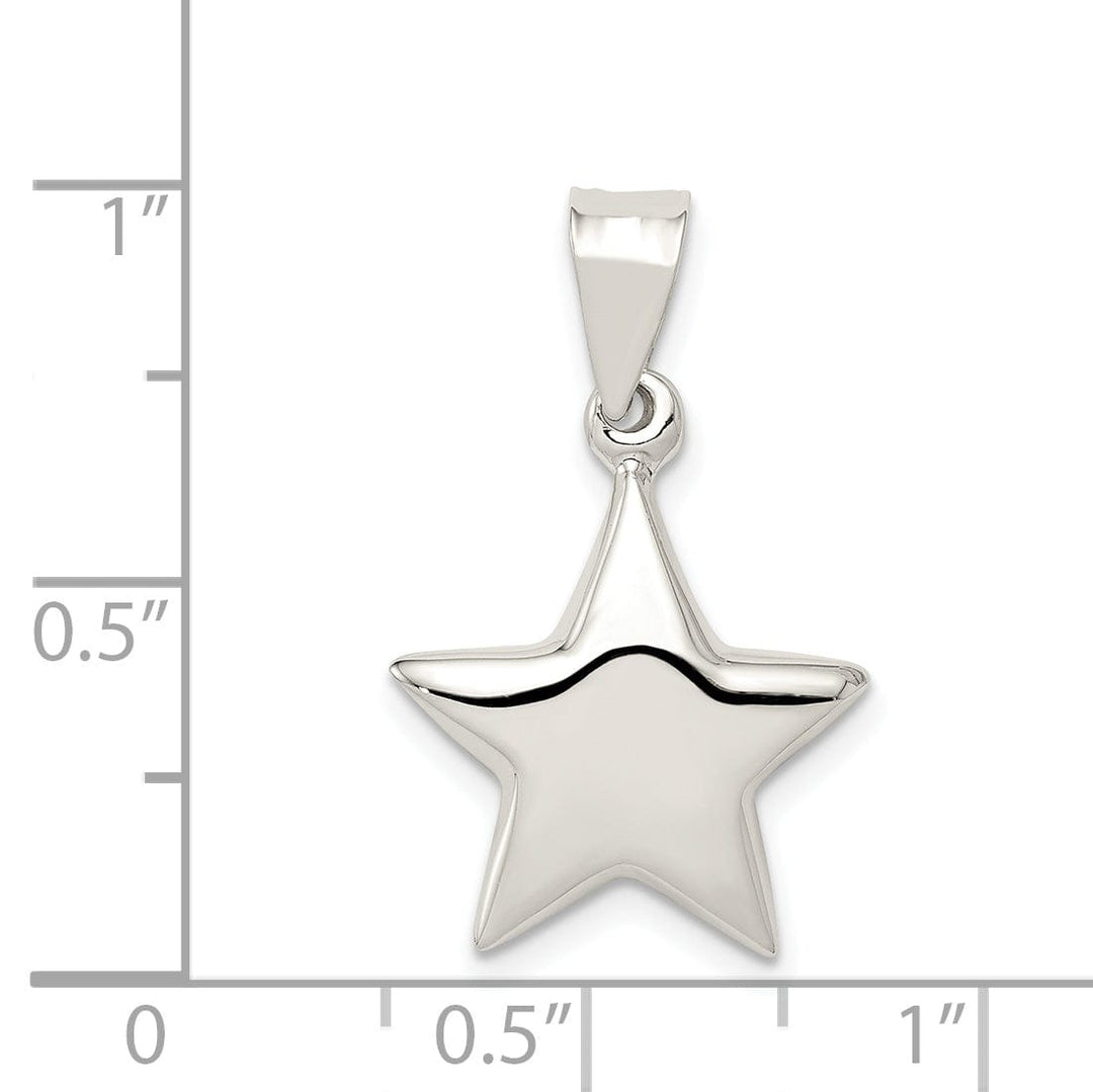 Sterling Silver Hollow 3-D Star Charm Pendant
