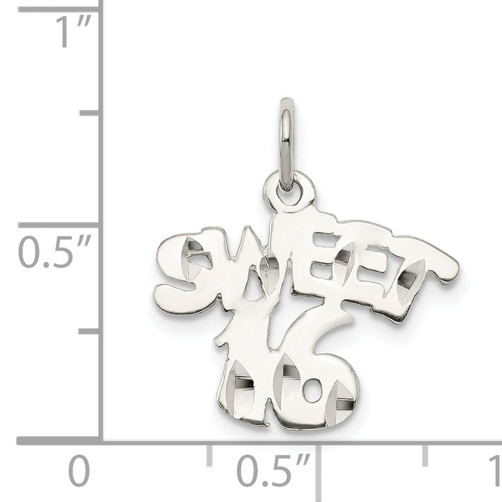 Sterling Silver Polished Sweet 16 Charm Pendant