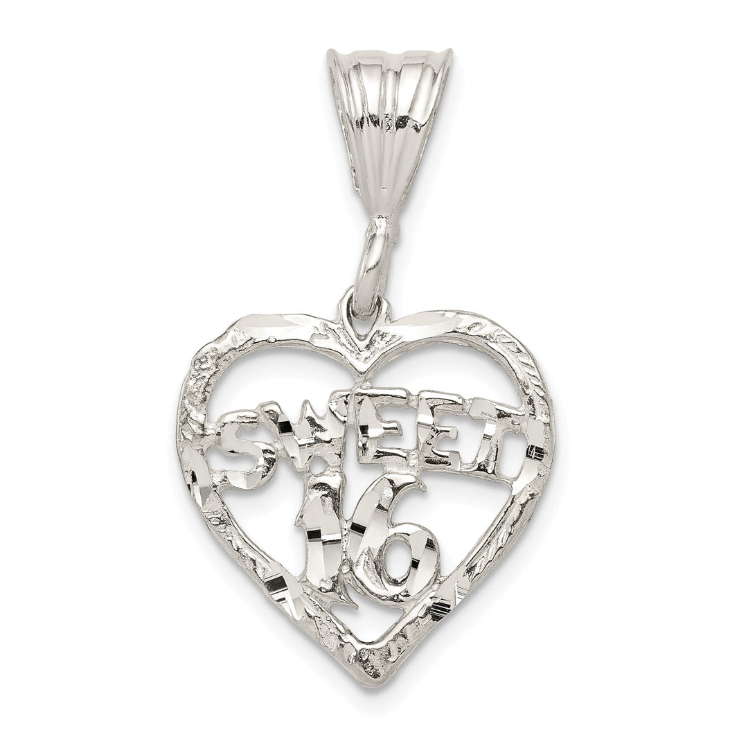 Sterling Silver Heart Design Sweet 16 Pendant