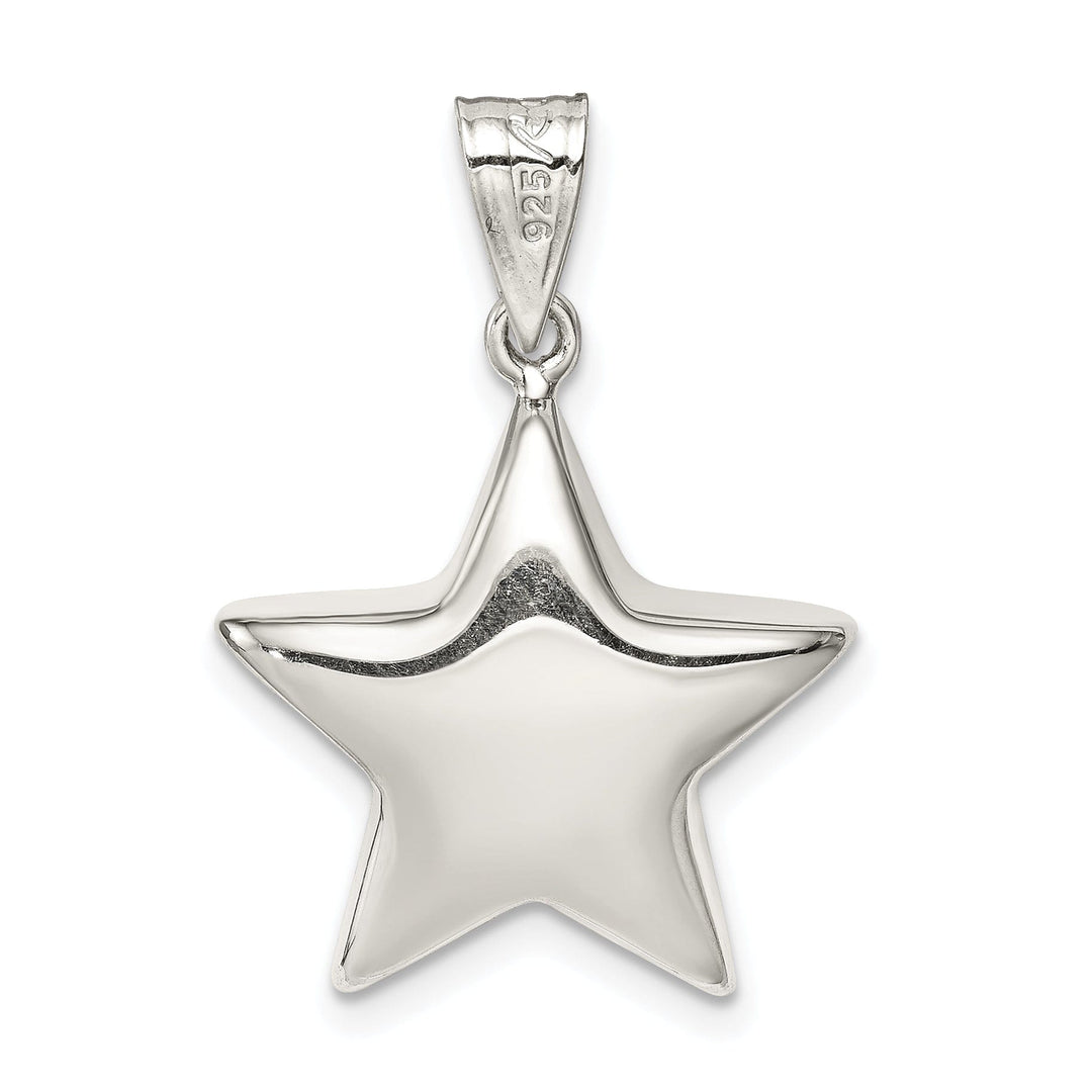 Silver Polished Hollow 3-D Star Charm Pendant