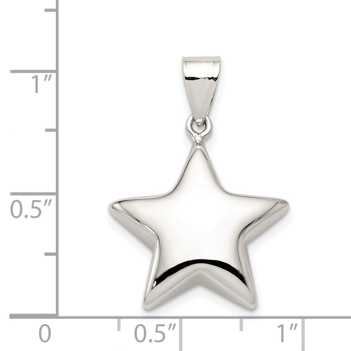 Silver Polished Hollow 3-D Star Charm Pendant