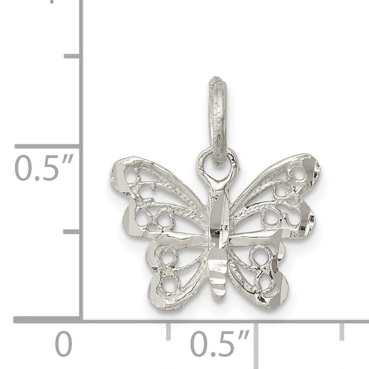 Sterling Silver Polished Finish Butterfly Charm