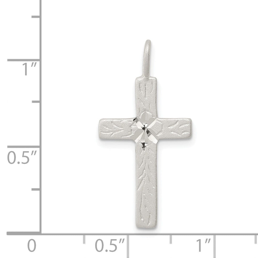 Silver Polish Satin Finish Latin Cross Pendant