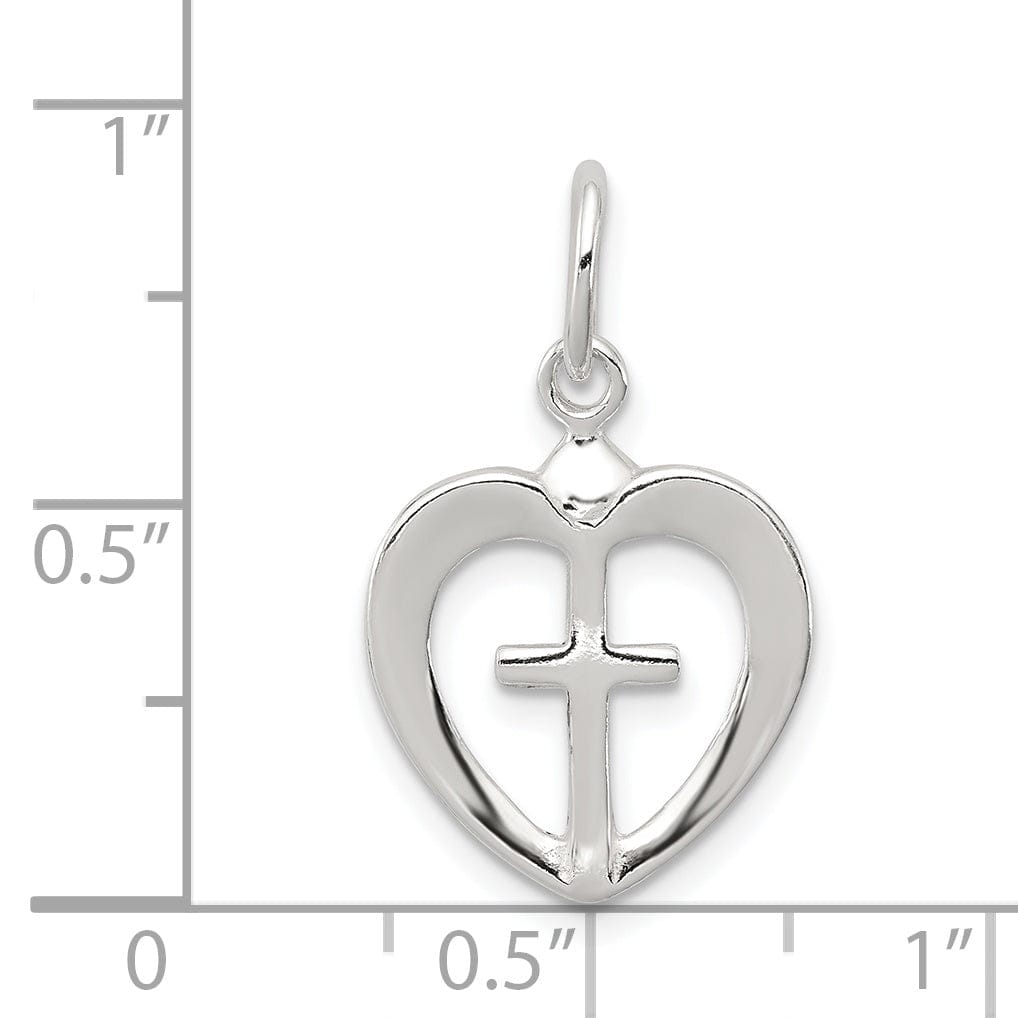 Sterling Silver Cross Heart Charm