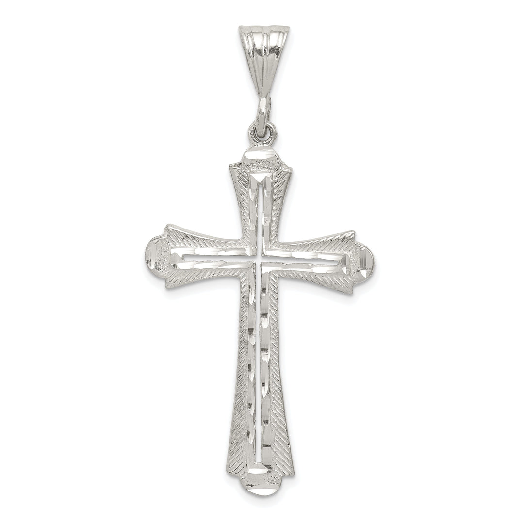 Sterling Silver Polished Budded Cross Pendant