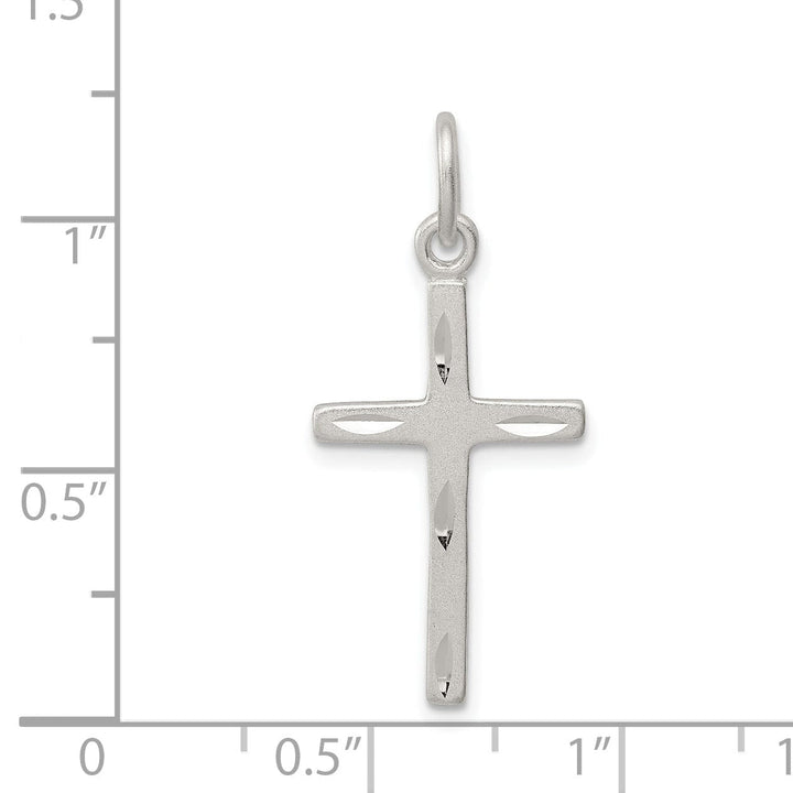 Silver Polish Satin Finish Latin Cross Pendant