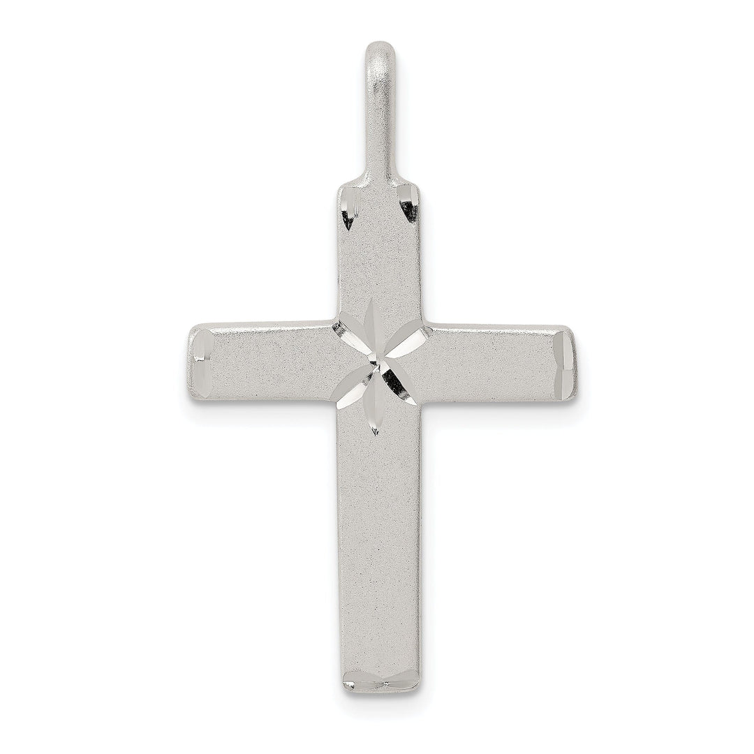 Silver Polished Satin D.C Latin Cross Pendant