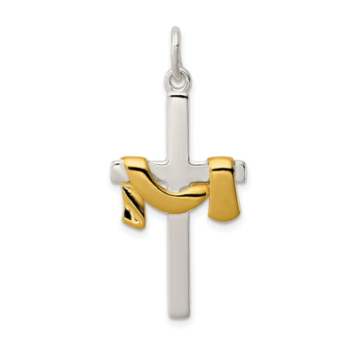 Sterling Silver with Vermeil Draped Cross Pendant