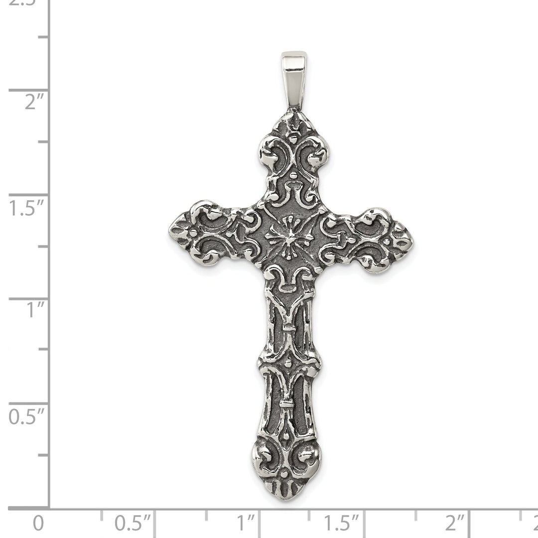 Solid Sterling Silver Antique Cross Pendant