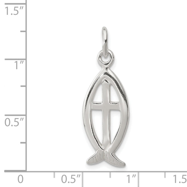 Sterling Silver Ichthus Fish Cross Charm