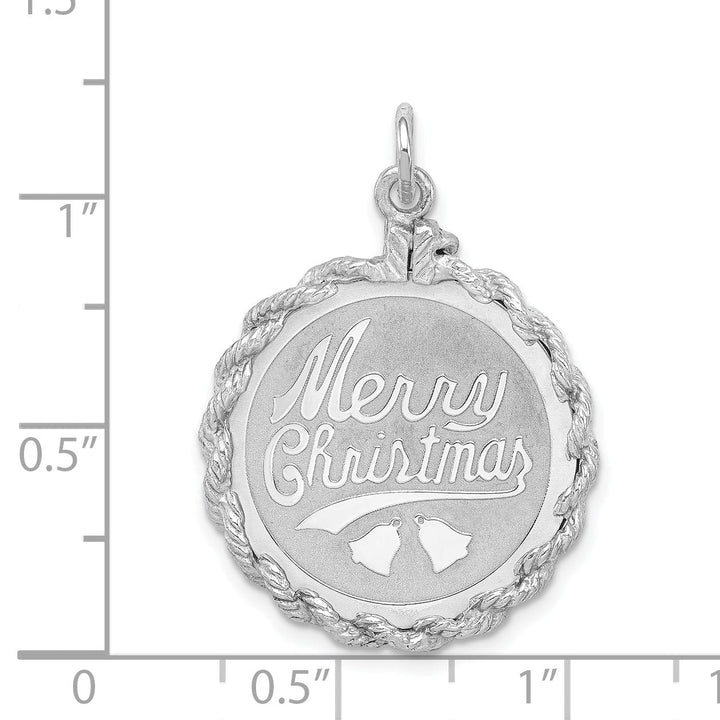 Silver Merry Christmas Disc Charm Pendant