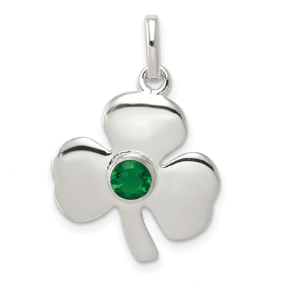 Silver Polished Finish Clover Green Glass Charm at $ 15.73 only from Jewelryshopping.com