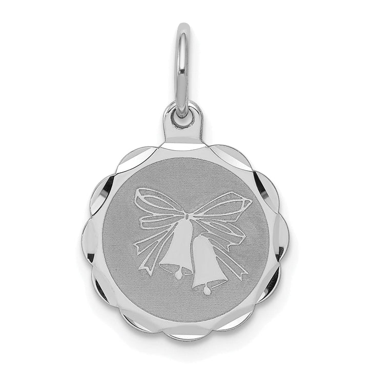 Sterling Silver Solid Wedding Bells Disc Charm