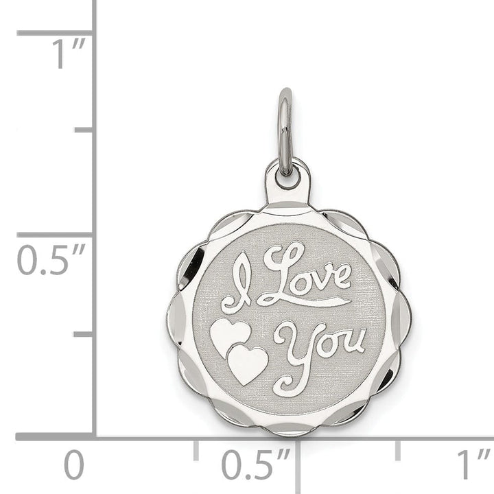 Sterling Silver Solid I Love You Disc Charm