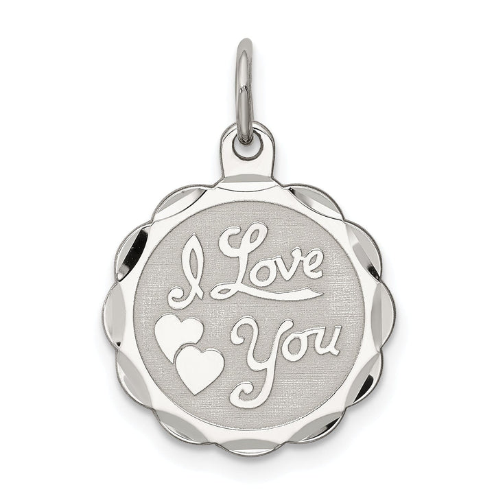 Sterling Silver Solid I Love You Disc Charm