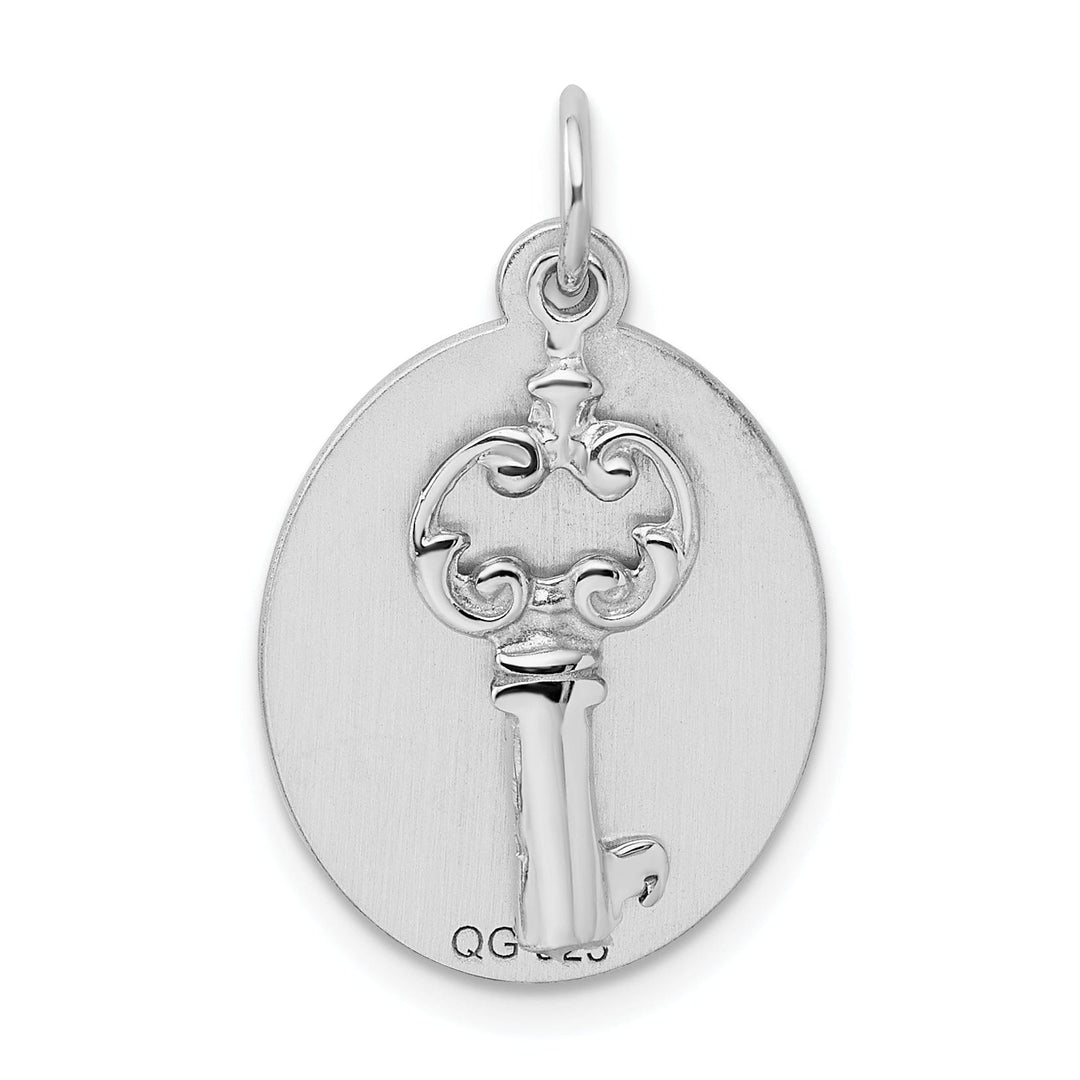 Sterling Silver Polished Oval with key Pendant