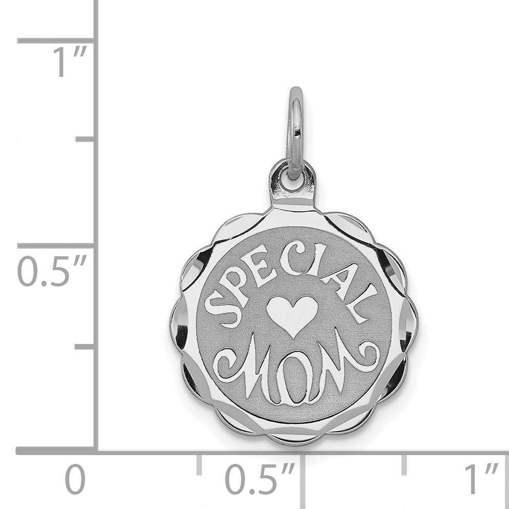 Silver Round Brocaded Special Mom Disc Pendant