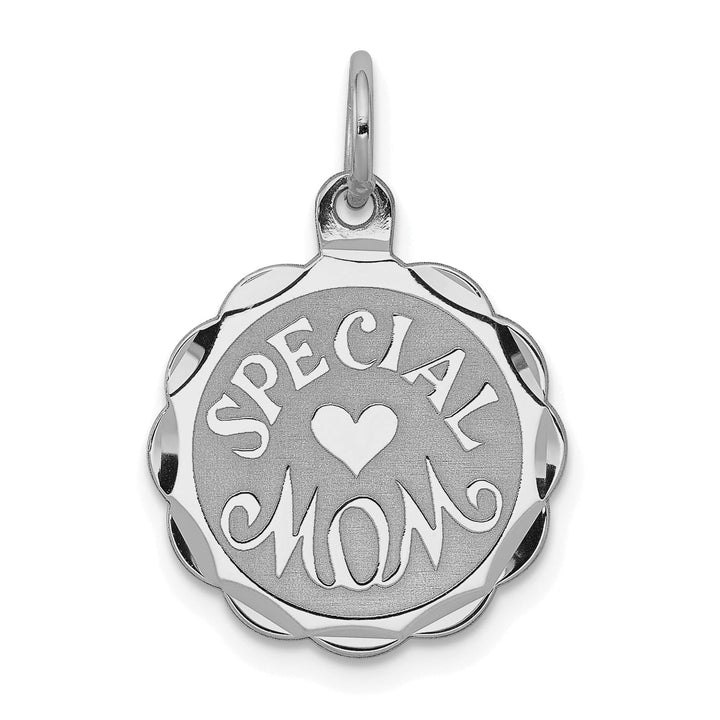 Silver Round Brocaded Special Mom Disc Pendant