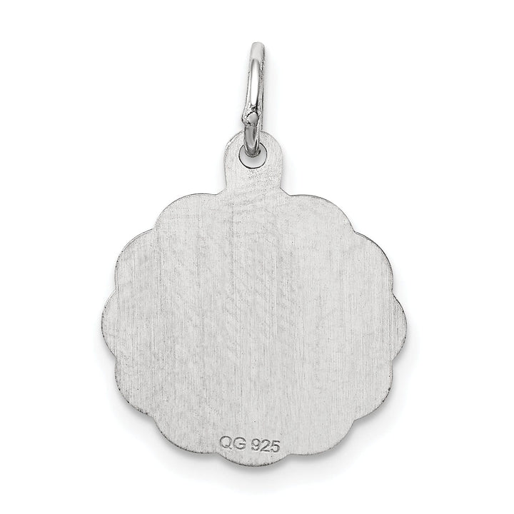 Sterling Silver Polished Back Round Brocaded Engravable