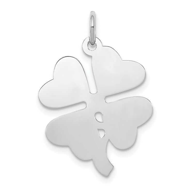 Silver Polished Flat Disc 4-leaf Clover Charm