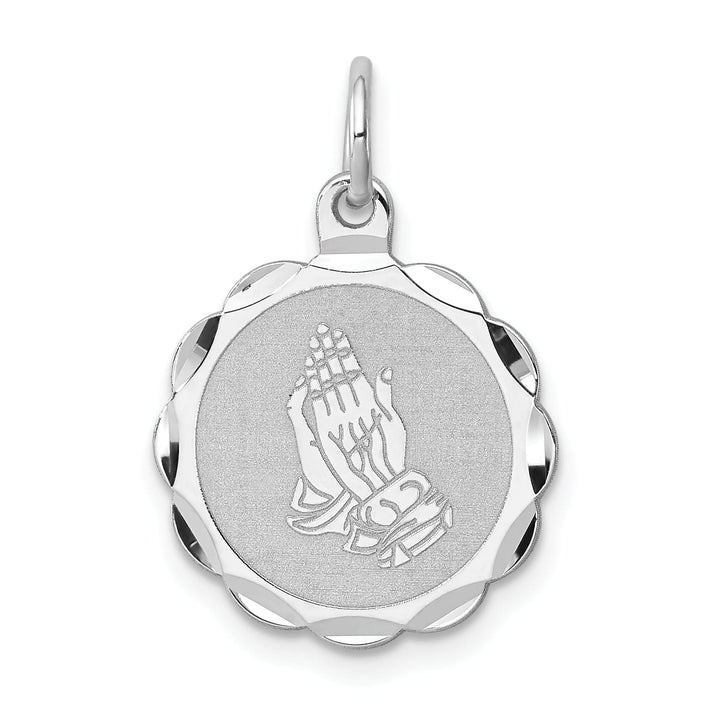 Sterling Silver Praying Hands Disc Charm