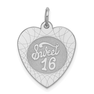 Sterling Silver Solid Sweet Sixteen Heart Charm