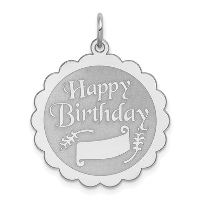 Sterling Silver Solid Happy Birthday Disc Charm